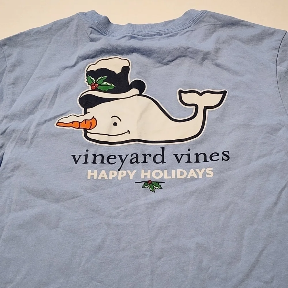 Vineyard Vines Size L / 16  long sleeve shirt Happy Holidays Christmas